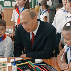 Соответствующий постер с стихами Путина для школьников