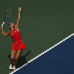 Marta Kostyuk celebrates victory