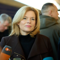 Julia Kloechner in front of Kyiv