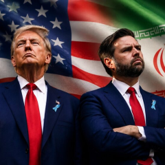 Логотипы США и Ирана на фоне мира