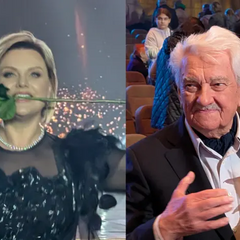 Поет Вадим Крищенко с трояндой в зубах