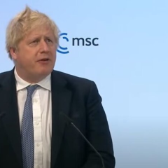 Boris Johnson speaking at a press conference