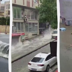 Город подтоплен во время ливня