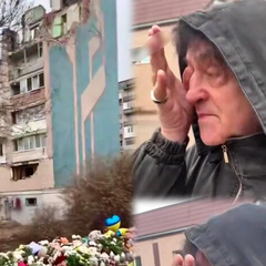 Іво Бобул на фоні руїн Тернополя