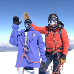 Humanoid robot on a volcano in the Himalayas