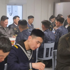 Kim Jong Un with daughter on destroyer