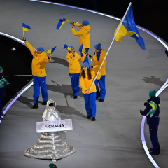 Ukrainian team at the opening of the Olympic Games