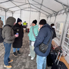 Пункт обогрева для пассажиров в Перемышле