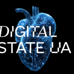 Логотип Digital State UA на синем фоне
