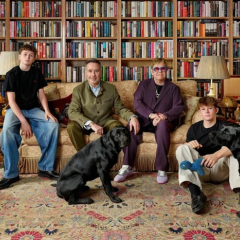 Family photo of Elton John with husband and sons