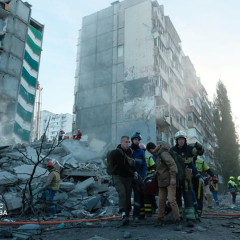 Firefighters helping during rescue operation