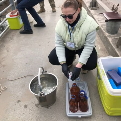 Checking water from Dniester after attack