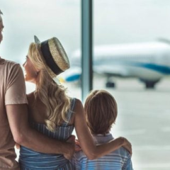 Image of a passenger plane with children on board