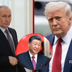 Putin and Trump on visit background