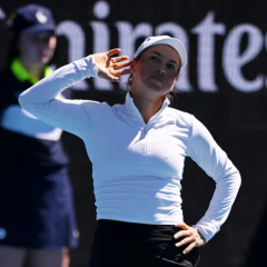 Yulia Putintseva on the court at Australian Open