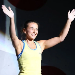 Yevheniia Kazbekova during training