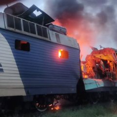 Damaged two locomotives on the railway