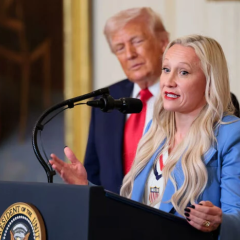 Bobsledder presents Trump with Ikkos Order