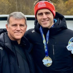 Ukrainian skeleton athlete in memory helmet