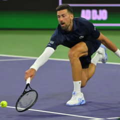 Novak Djokovic on court