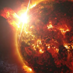 Image of the sun with multiple solar flares