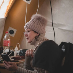 Utility workers restoring heat in Kyiv