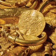 17th century Dutch ship with treasure of gold coins