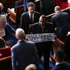 Congressman being escorted out due to Trump's sign