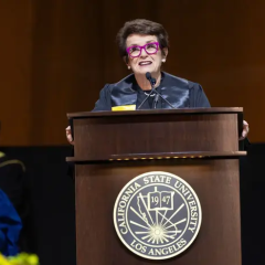 Billie Jean King with diploma
