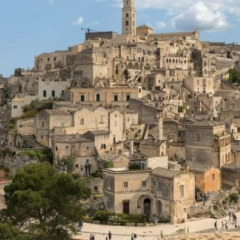 Quarter of cave dwellings in Matera