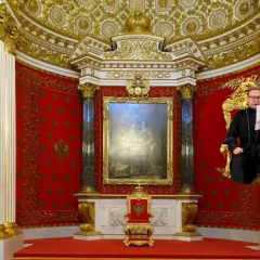 Man with knives on the throne