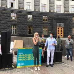 Ольга Полякова и другие артисты на протесте