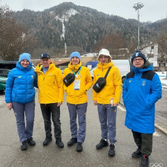 Ukrainian biathletes in Olympic village