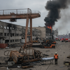 Russian strike causes fire in Odessa port