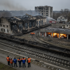 Разрушение города Киев после ракетной атаки