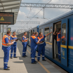 Наземный тестовый поезд зеленой линии метро