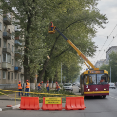Зупинка тролейбусів на проспекті Байрона