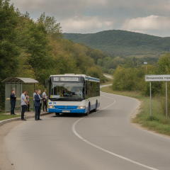 Автобус маршрута №34 проезжает через Вовчинецкую гору