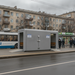Мобильное укрытие на остановке в Одессе