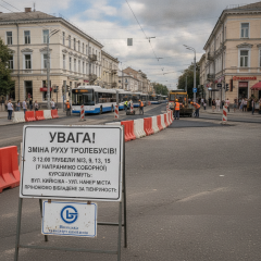 Троллейбус №3 на асфальтированном перекрестке