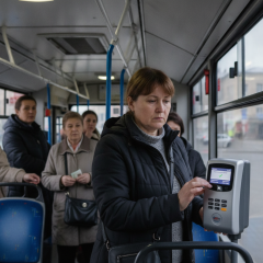 Пасажирка сплачує за проїзд