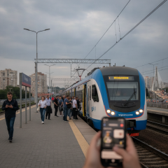 Поезд Kyiv City Express на Южном мосту