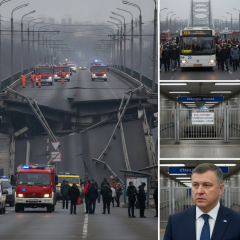 Пошкоджений Південний міст у Києві