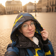 A woman at the border with Poland