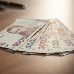 Old banknotes of 50 and 200 hryvnias