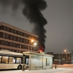 Пожар на заводе в Москве