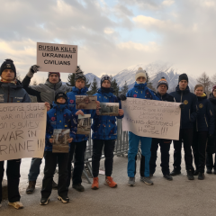 Protest of Ukrainian and Latvian skeletonists