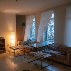The damaged Embassy of Qatar in Kyiv