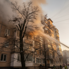 Пожар в многоэтажном доме Киева
