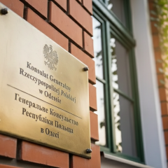 Поврежденное консульство Польши в Одессе